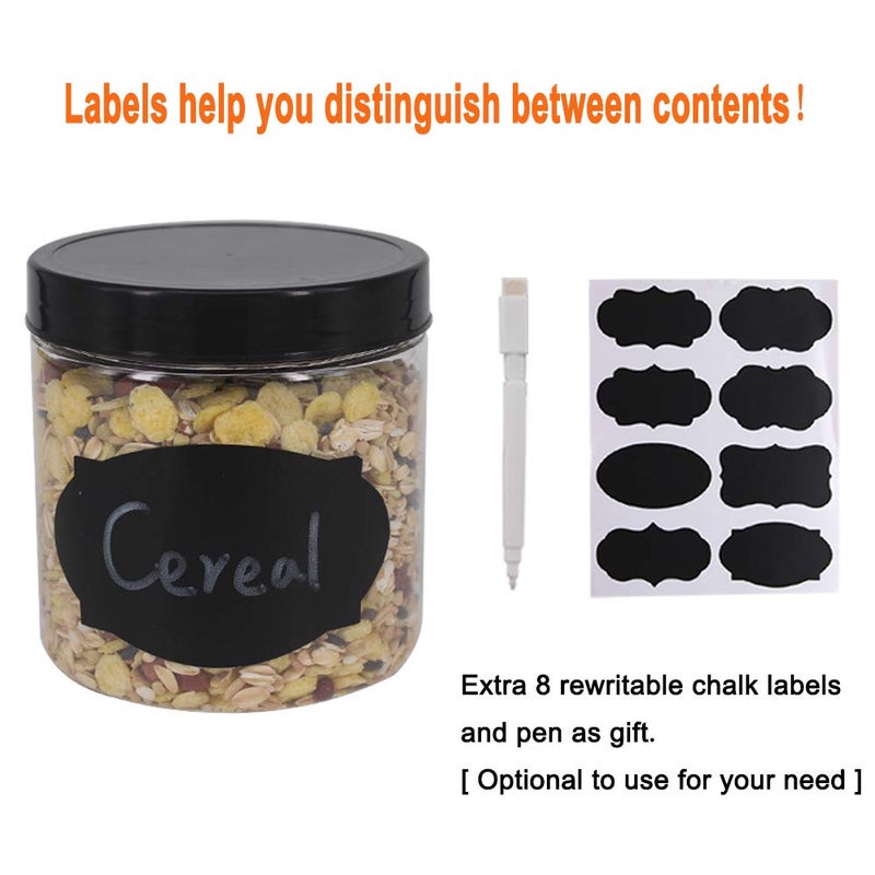 zmybcpack 12 Pack 16 oz Plastic Jars with Lids, Extra Labels, 1 Pen, Clear PET Seal Jar for Food Storage,Wide Opening Storage jar For Dry Food, Peanut, Powder, Kitchen & Craft Storage - Image 4